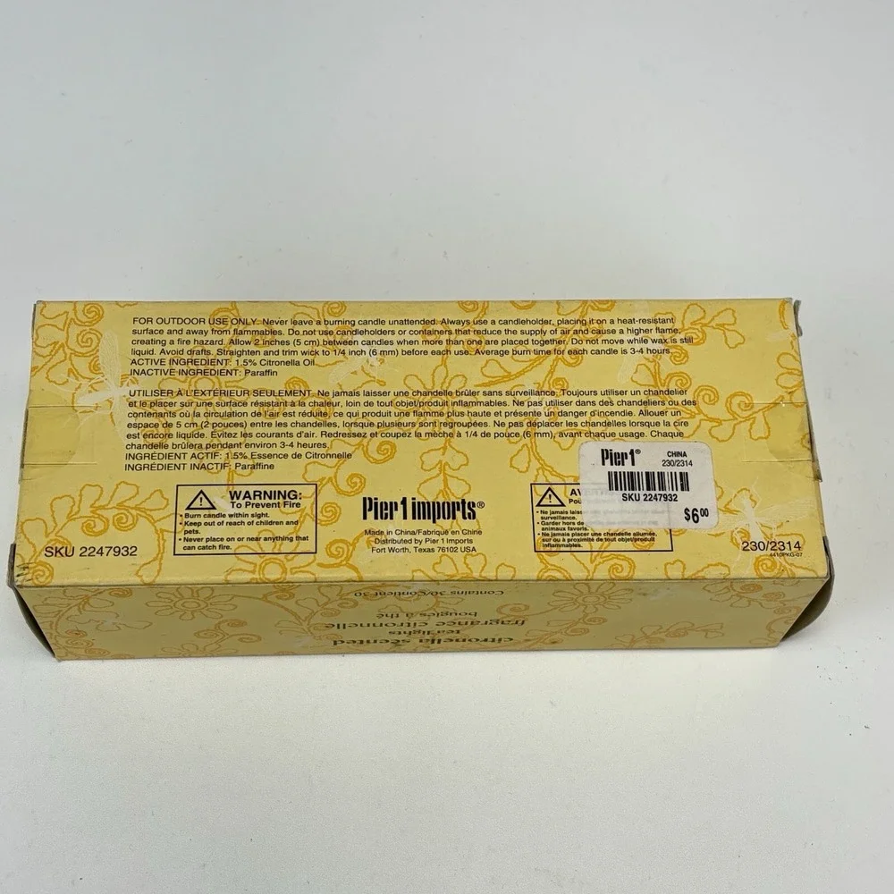 PIER 1 IMPORTS Tea Lights 30-Count Citronella Scented For Outdoor Use Only NOS